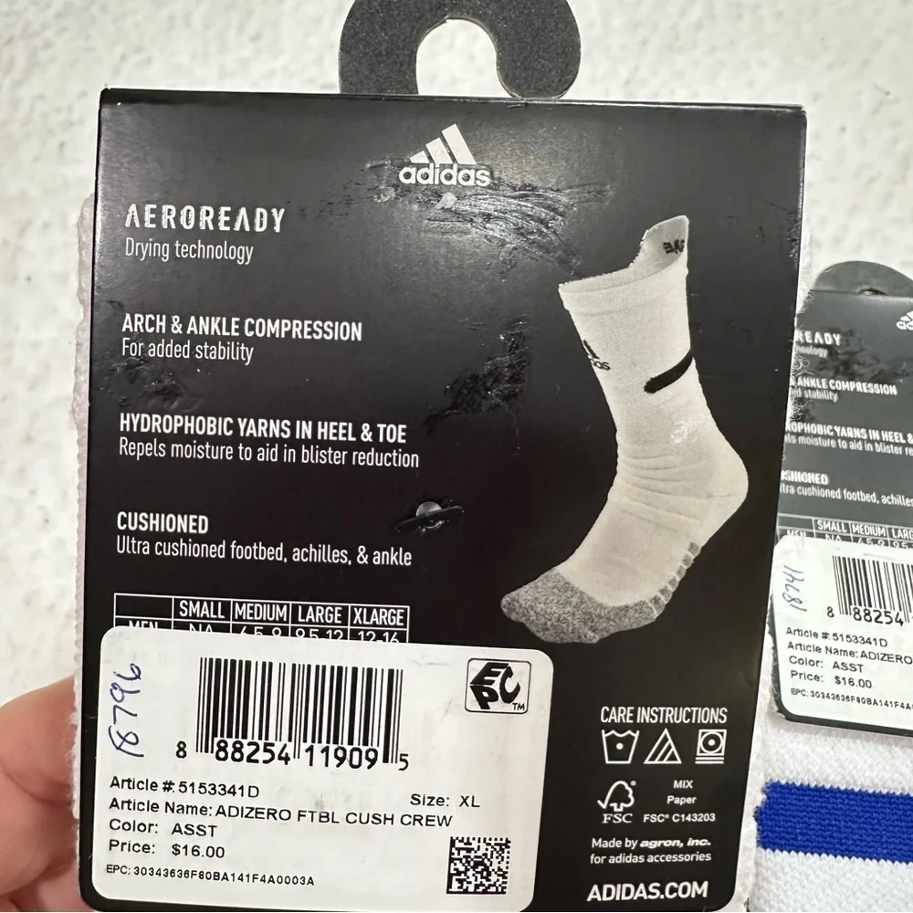 White Adidas Adizero Socks XL